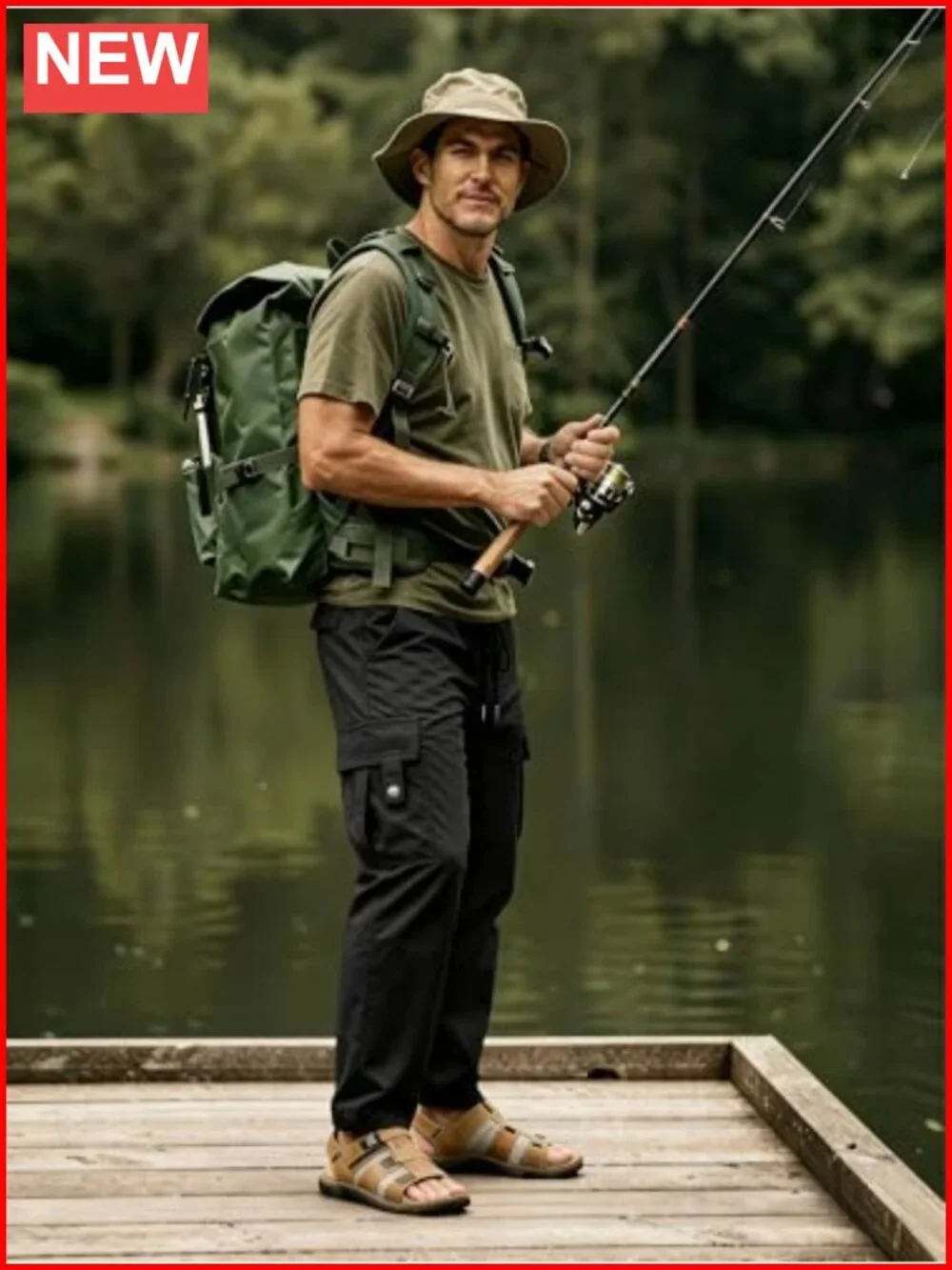 Relaxed Fit Stretch Cargo Pants with Elastic Waist